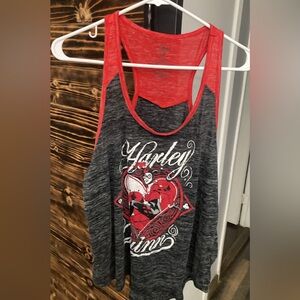 Harley Quinn Women's Red and Gray Tank Top